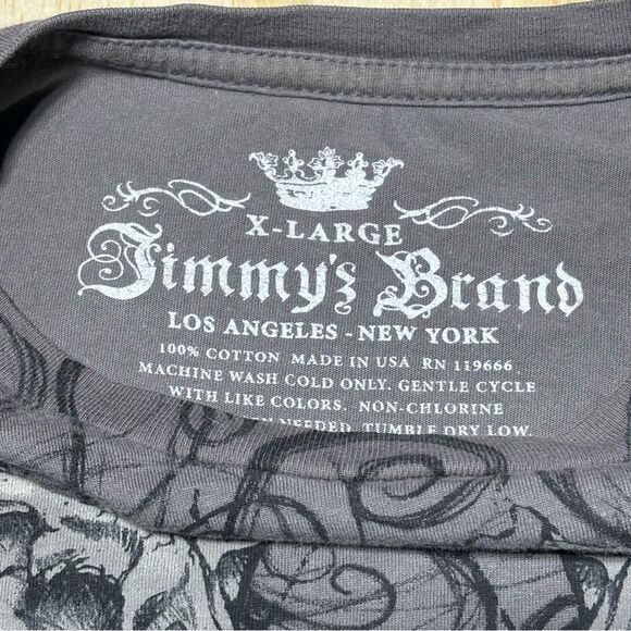 Vintage y2k 2000s jimmyz Brand Black Graphic Tee Battling‎ Screaming Skulls XL - Picture 2 of 5